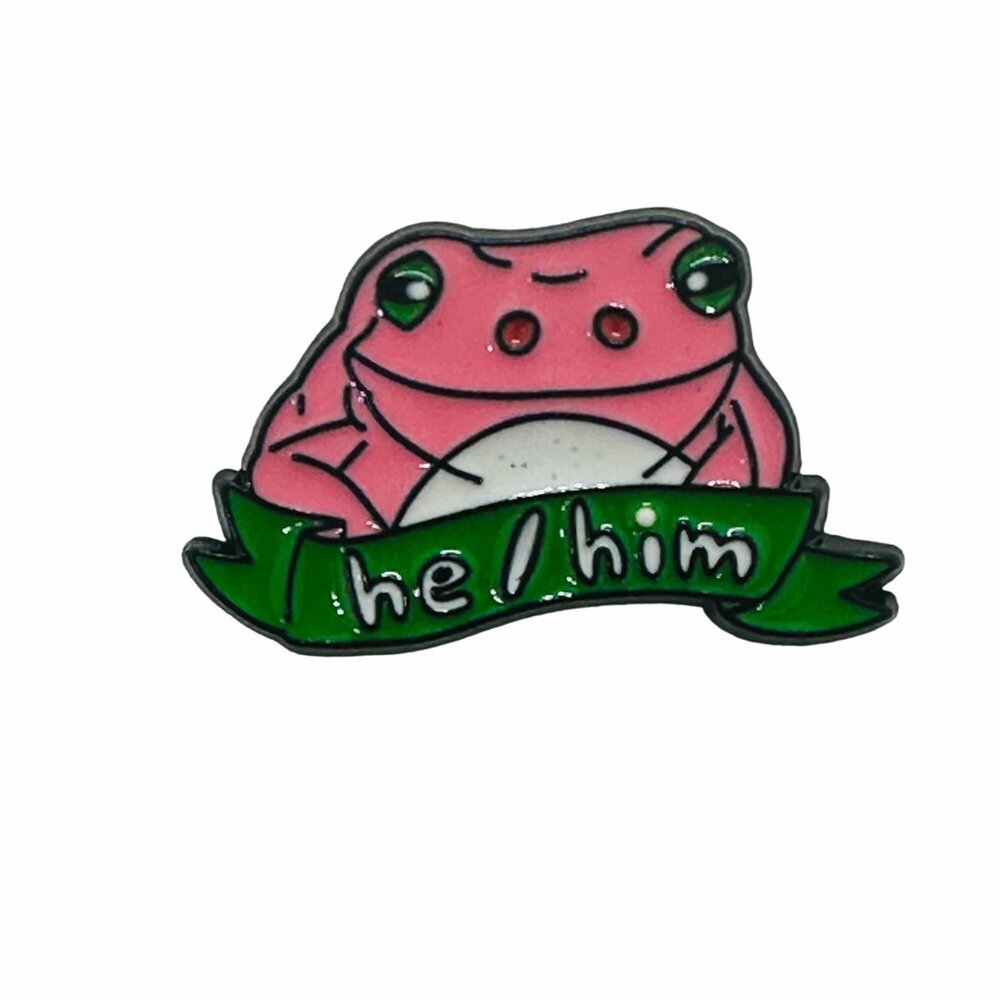 ✨Oz Pink Frog Alloy Pins Cartoon Cute Animal Enamel Brooch He/Him Pride New - Picture 3 of 6